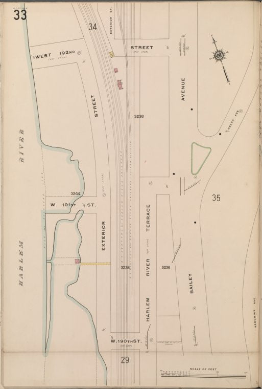 Bronx, V. 14, Plate No. 33 [Map bounded by W. 192nd St., Bailey Ave., W. 190th St., Harlem River]