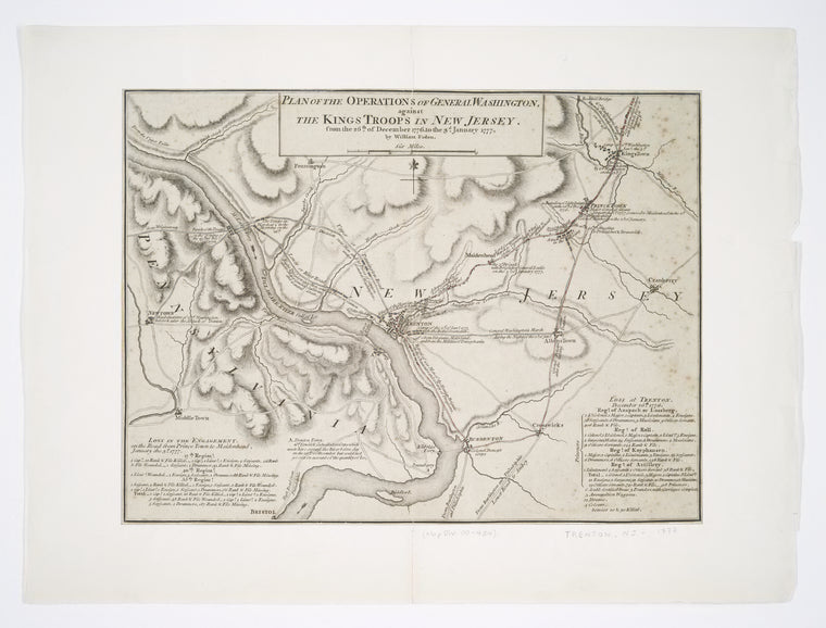 Plan of the operations of General Washington against the Kings troops in New Jersey: from the 26th of December, 1776, to the 3d January, 1777