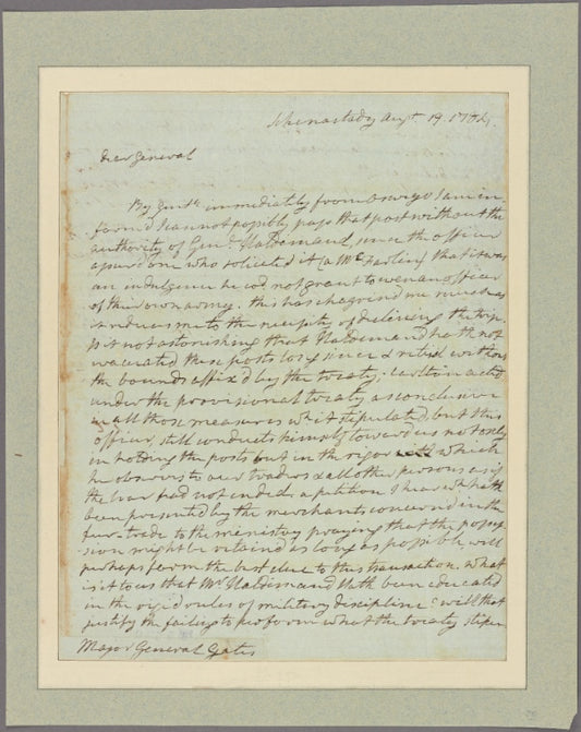 Letter to Gen. [Horatio] Gates