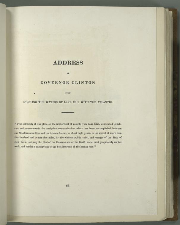 Address of Governor Clinton upon mingling the waters of Lake Erie with the Atlantic.