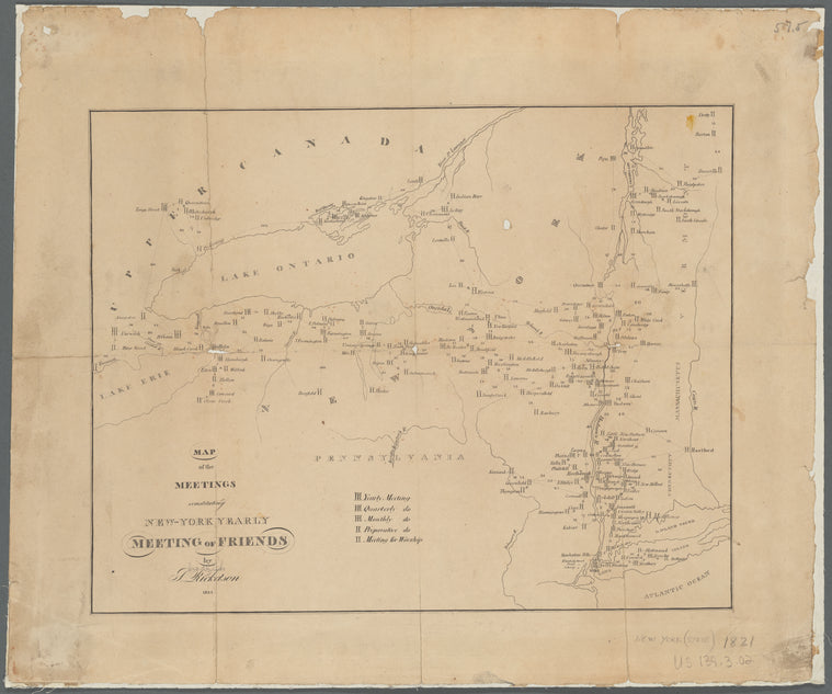 Map of the meetings constituting New-York Yearly Meeting of Friends, 1821