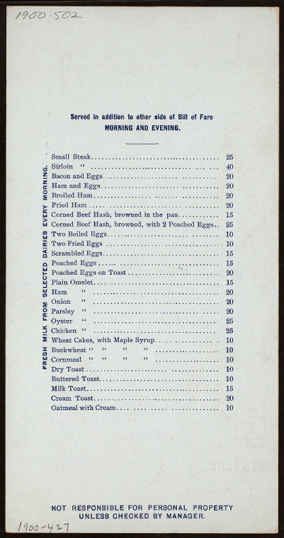 DAILY MENU [held by] CHILDS' [at] [NY] (REST;)