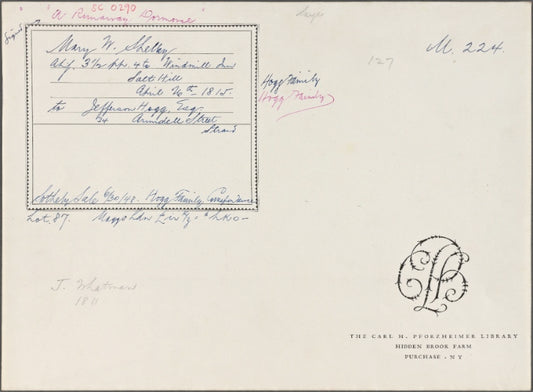 Autograph letter signed to Thomas Jefferson Hogg, 26 April 1815