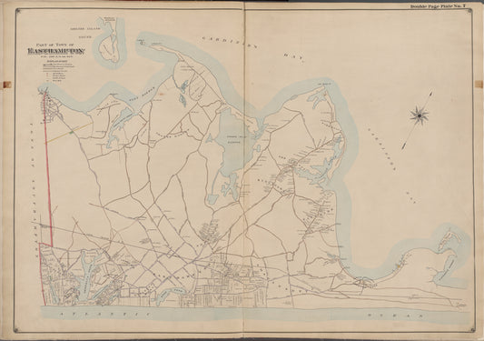 Suffolk County, V. 1, Double Page Plate No. 7 [Map bounded by Gardiners Bay, Atlantic Ocean, Town of Southhampton]