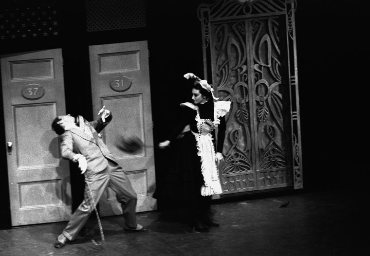 New York City Ballet production of "Souvenirs" with Roy Tobias and unidentified dancer, choreography by Todd Bolender (New York)