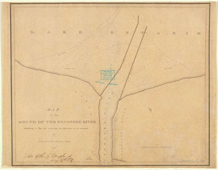 Map of the mouth of Genessee River: exhibiting a plan for removing the obstacles at its entrance