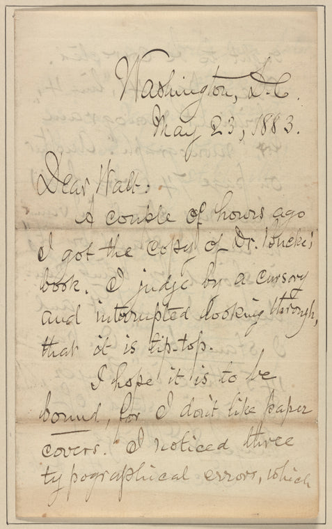 Letter from William Douglas O’Connor to Walt Whitman, 23 May 1883.