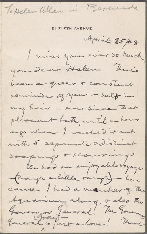 [Allen], [Helen S.], ALS to. Apr. 25, 1908