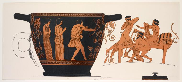 Odysseus killing the suitors.