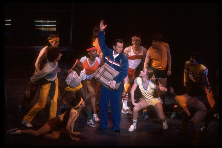 Actor Donald O'Connor (C) in a scene fr. the Broadway musical "Bring Back Birdie." (New York)