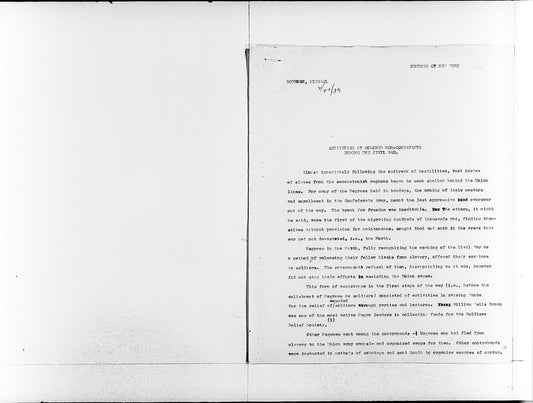 "Activities of Colored Non-Combatants During the Civil War"