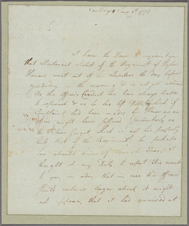 Letter to Gen. Riedesel. Lieut