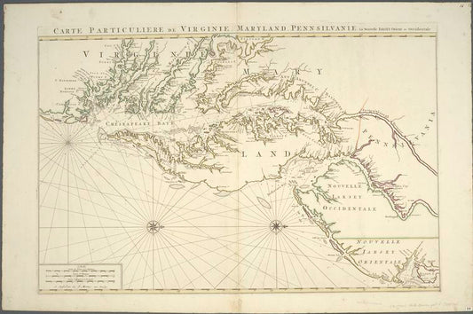 Carte particuliere de Virginie, Maryland, Pennsilvanie, la Nouvelle Iarsey orient et occidentale.
