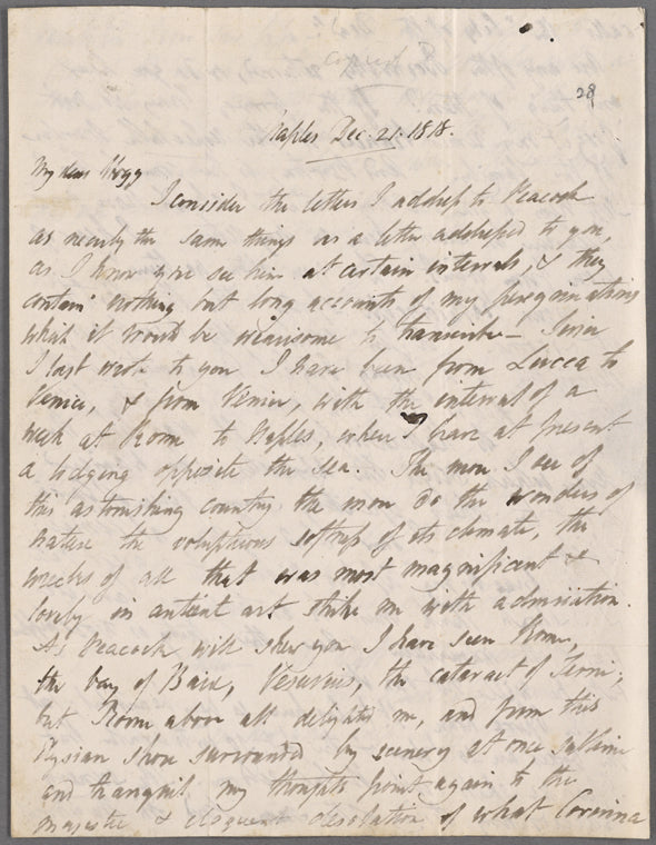 Autograph letter signed to Thomas Jefferson Hogg, 21 December 1818