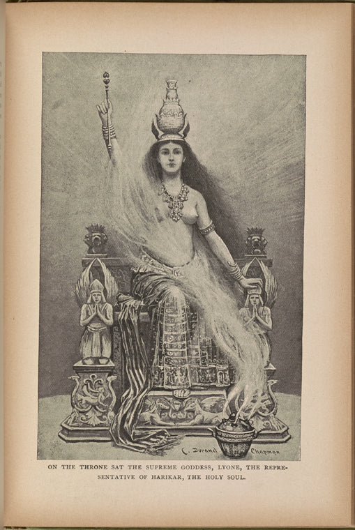 On the throne sat the supreme goddess, Lyone: being the history of the discovery of the interior world, and conquest of Atvatabar