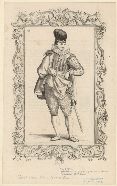 Student's & young man's dress, Venice, 16th cen