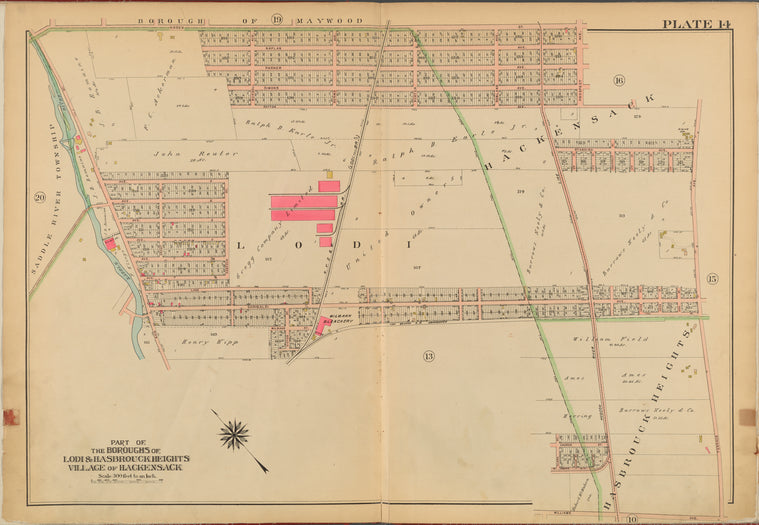 Bergen County, V. 2, Double Page Plate No. 14 [Map bounded by Essex St., Terrace Ave., Williams Ave., Main St.]