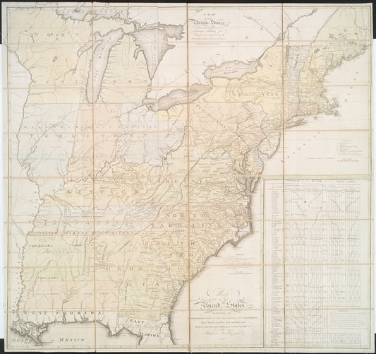 Map of the United States, exhibiting the post-roads, the situations, connections and distances of the post-offices stage roads, counties, ports of entry and delivery for foreign vessels, and the principal rivers