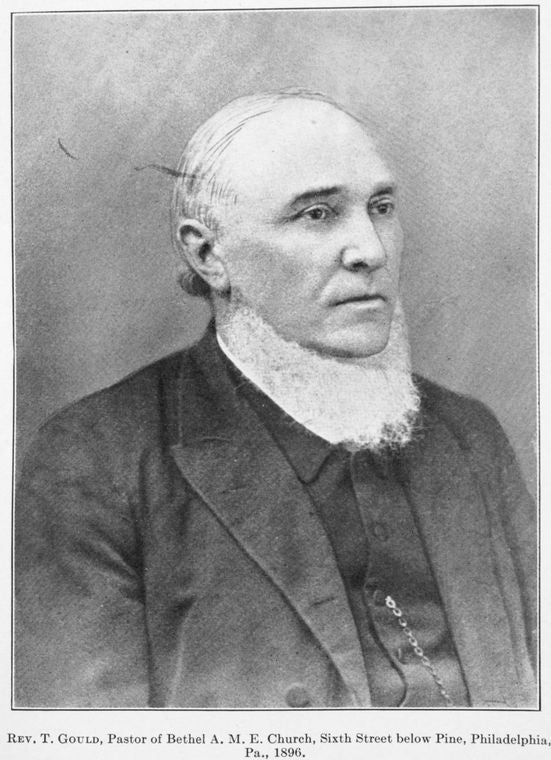 Rev. T. Gould, pastor of Bethel A.M.E. church, Sixth street below Pine, Philadelphia, Pa., 1896.