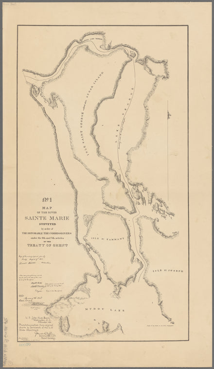 Map of the river Sainte Mary surveyed by order of the honorable the Commissioners under the 6th and 7th articles of the Treaty of Ghent