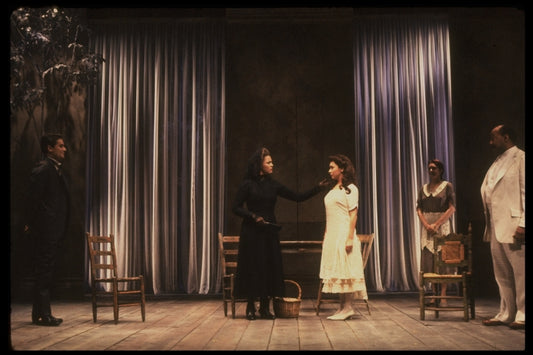 Actors (L-R) Al Rodrigo, Gloria Foster, Elizabeth Pena, Ivonne Coll & Mike Hodge in a scene fr. the New York Shakespeare Festival's Public Theatre production of the Off-Broadway play "Blood Wedding." (New York)