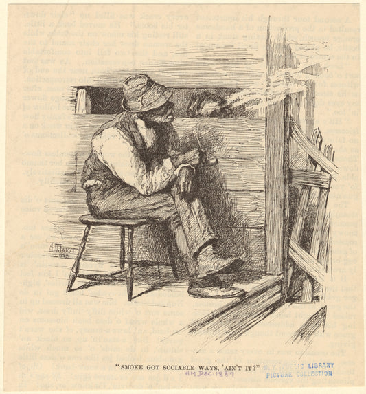 African American man smoking pipe, ca. 1889