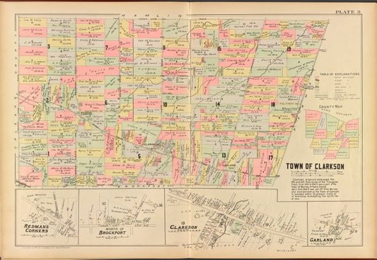 Monroe County, Double Page Plate No. 8  [Map of town of Clarkson, Garland, N. of Brockport, Redmans Corners]