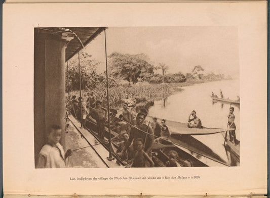 Les indigènes du village de Mutchié (Kassai) en visite au Roi des Belges (1888).