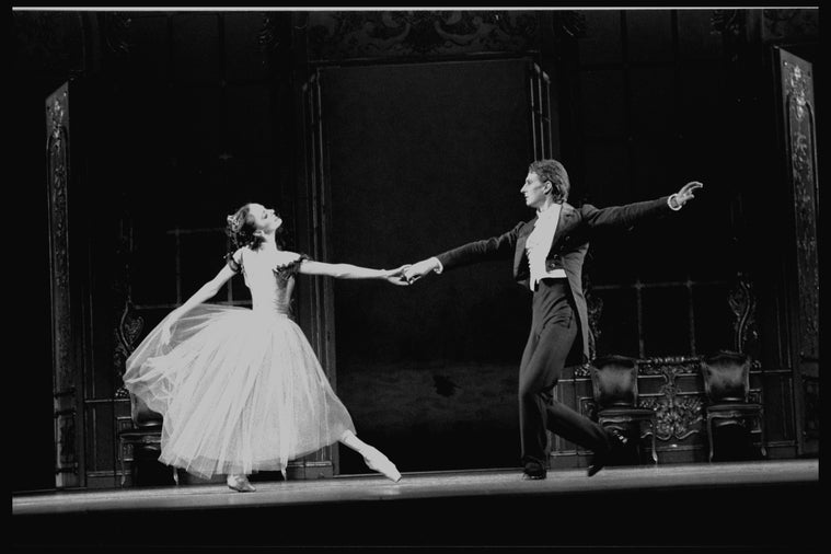 Patricia McBride and Bart Cook in the New York City Ballet production of Balanchine's "Liebeslieder Walzer"