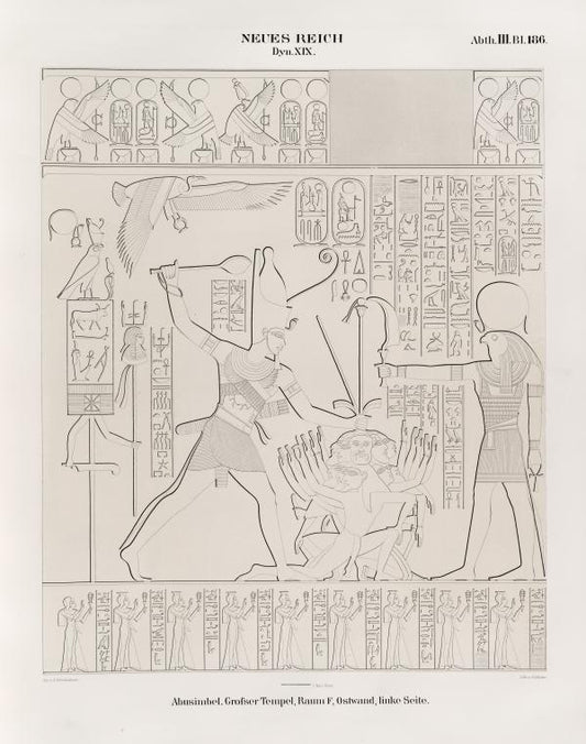 Neues Reich. Dynastie XIX.  Abusimbel [Abû Sunbul]. Grosser Tempel, Raum F, Ostwand, linke Seite.