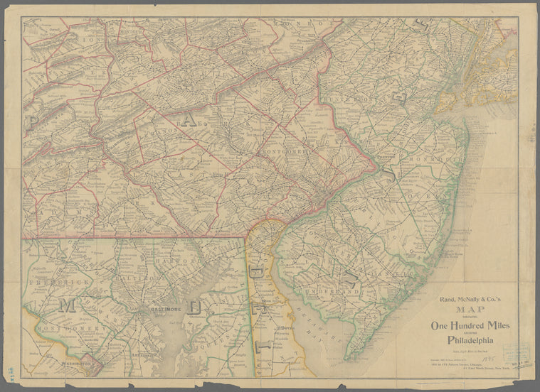 Rand, McNally & Co.'s map showing one hundred miles around Philadelphia : Rand, McNally & Co.'s map of Philadelphia