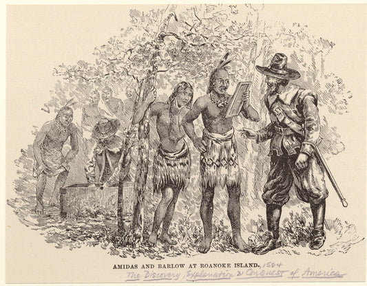 Amidas and Barlow at Roanoke Island