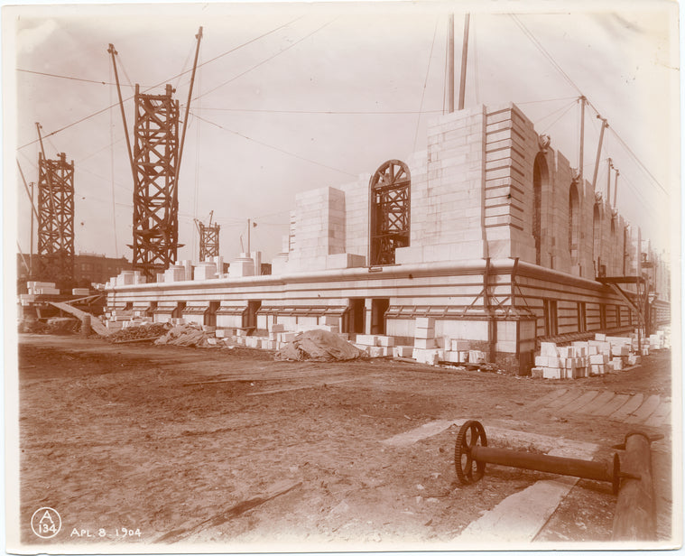 Exterior marble work : construction of the northeast corner