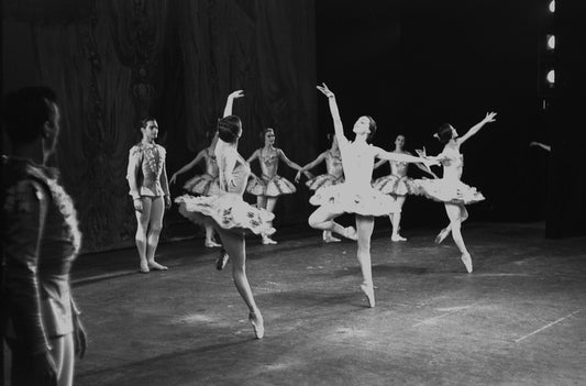 New York City Ballet production of "Divertimento No. 15" with Allegra Kent, Patricia Wilde and Melissa Hayden, choreography by George Balanchine (New York)