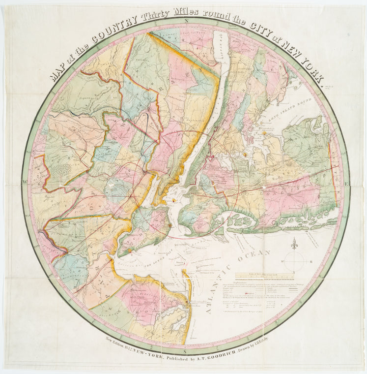 Map of the country thirty miles round the city of New York