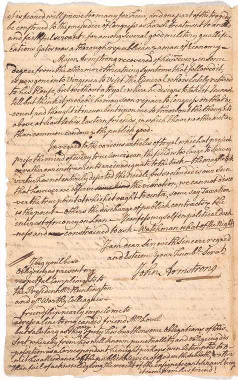 Letter from James Armstrong