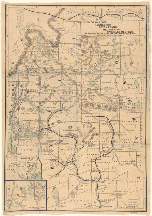 Map of the Dead River, Kennebago, Seven Ponds, Megantic and Rangeley regions: as reached by the Maine Central, Sandy River and Rangeley Lakes railroads