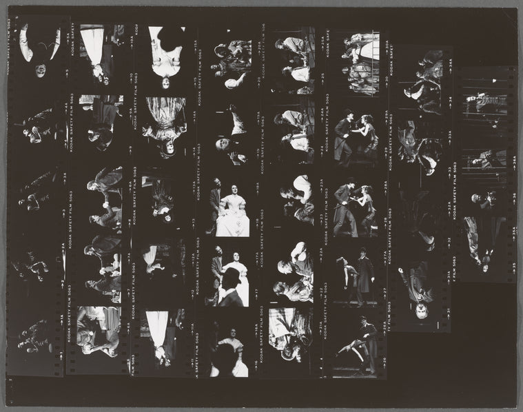 Contact sheet of Raul Julia and others in the stage production Threepenny Opera