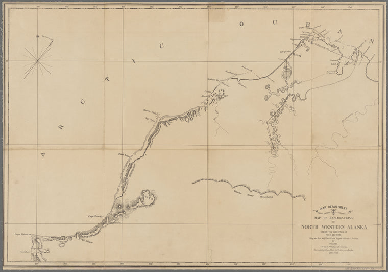 Map of explorations in north western Alaska under the direction of W.B. Hazen