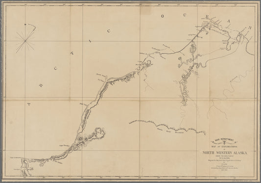 Map of explorations in north western Alaska under the direction of W.B. Hazen