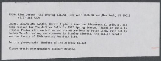 Members of the Joffrey Ballet in Drums, Dreams, and Banjos