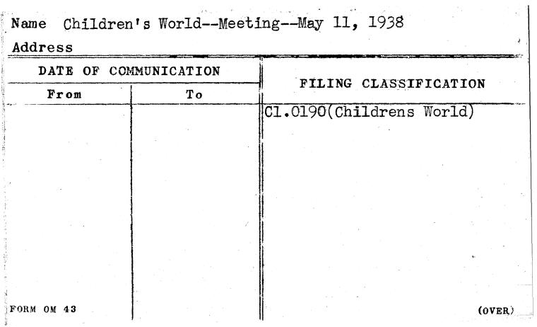 Children's World--Meeting--May 11, 1938