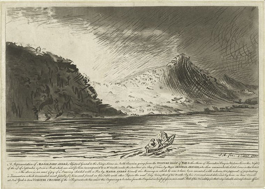 A representation of Major John Andre, Adjutant General to the King's forces in North America, going from the Vulture sloop of war to the shore of Haverstraw Bay in Hudsons River...