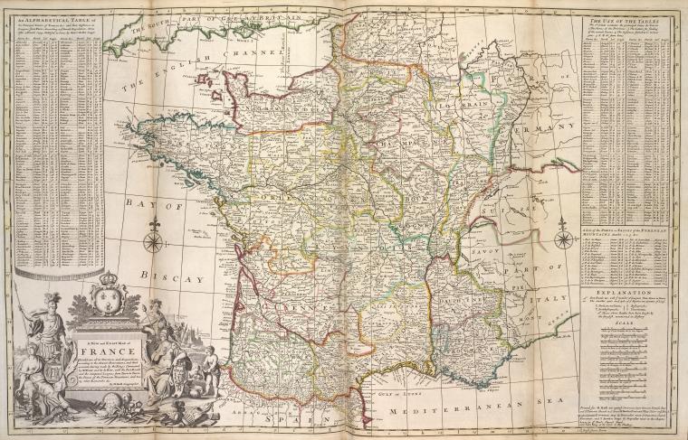 A new and exact map of France divided into all its provinces and acquisitions,  ...