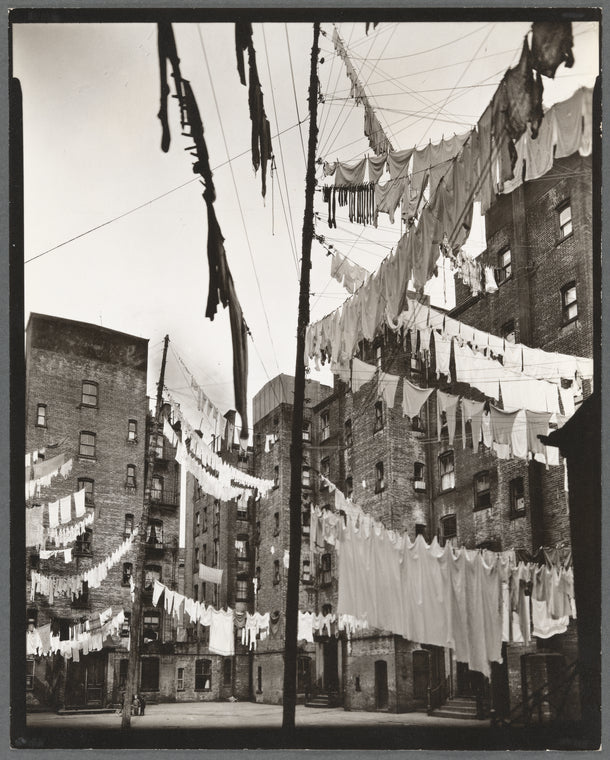 Court of first model tenement house in New York