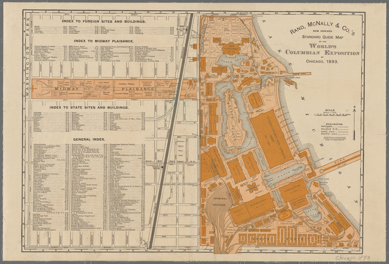 Rand, McNally & Co.'s new indexed standard guide map of the World's Columbian Exposition at Chicago, 1893
