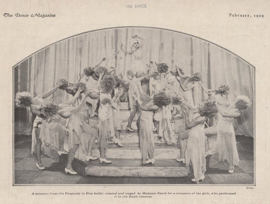 A moment from the Rhapsody in Blue ballet, created and staged by Madame Rasch for a company of her girls, who performed it in the Keith theaters