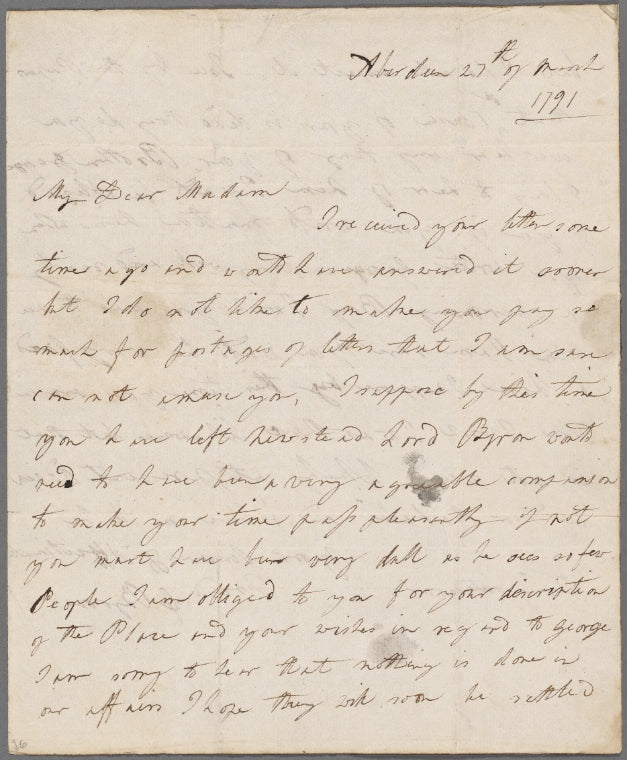 Autograph letter signed to Frances Leigh, 27 March 1791