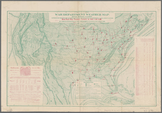 War Department weather map: New-York City, Tuesday, January 18, 1876, 1:00 A.M