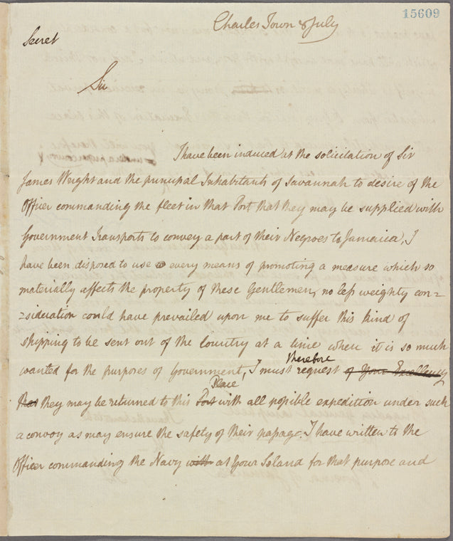 Letter to Gen. [Archibald] Campbell, Lieut. Governor of Jamaica